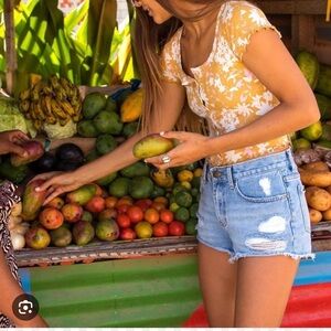 Billabong Light Blue Distressed Jean Shorts